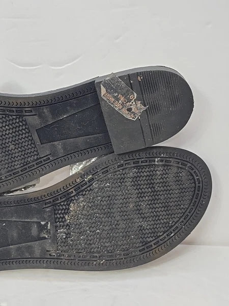 Fashion Nova Sandals Womans 10 Silver Slip On Flats Rhinestones City Club Preppy