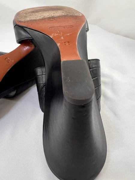 Cole Haan Air Huarache Slide Sandal Womens 9 Slip On Leather Black Wedge