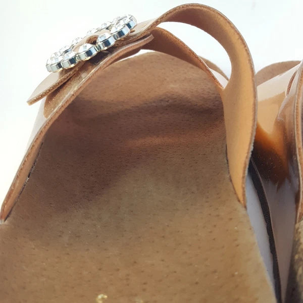 H2K KAREN STONE Buckle Ornament Rose Gold Fashion Slide Flip Flops Sandals Bling