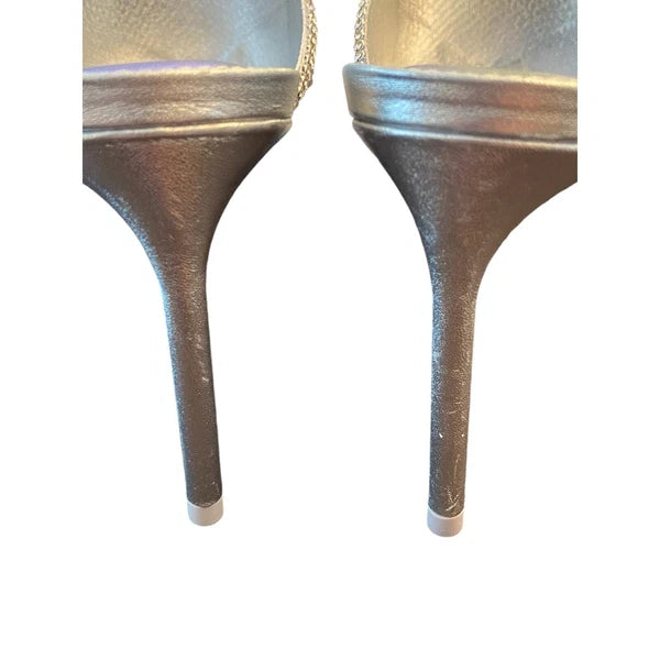 Cult Gaia Audrey Crystal Embellished Sandals Stiletto Heel Square Toe Clear Sz 6