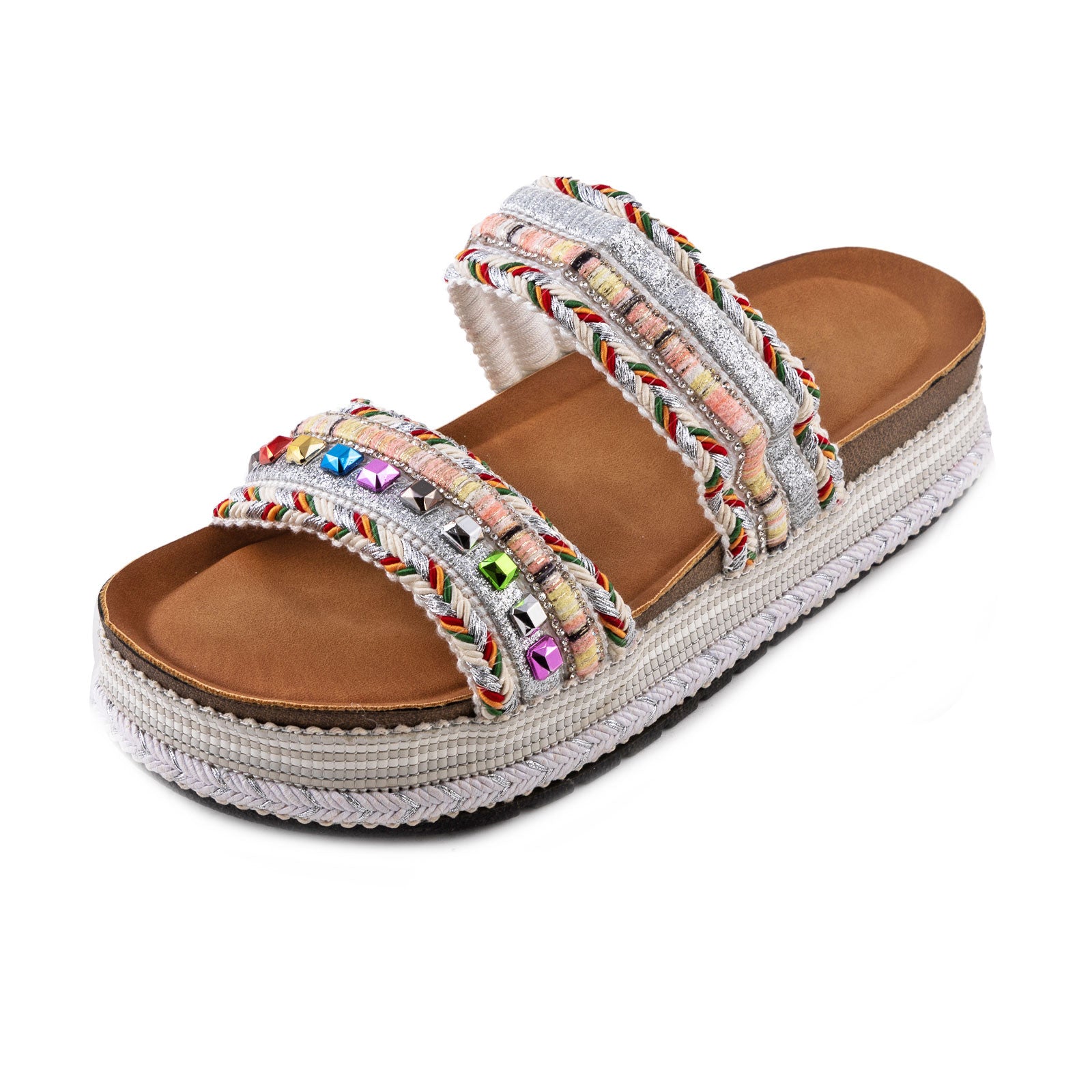 Women's Summer Sandals Studded Colorful Slides Flatform TOOCOOL L-127