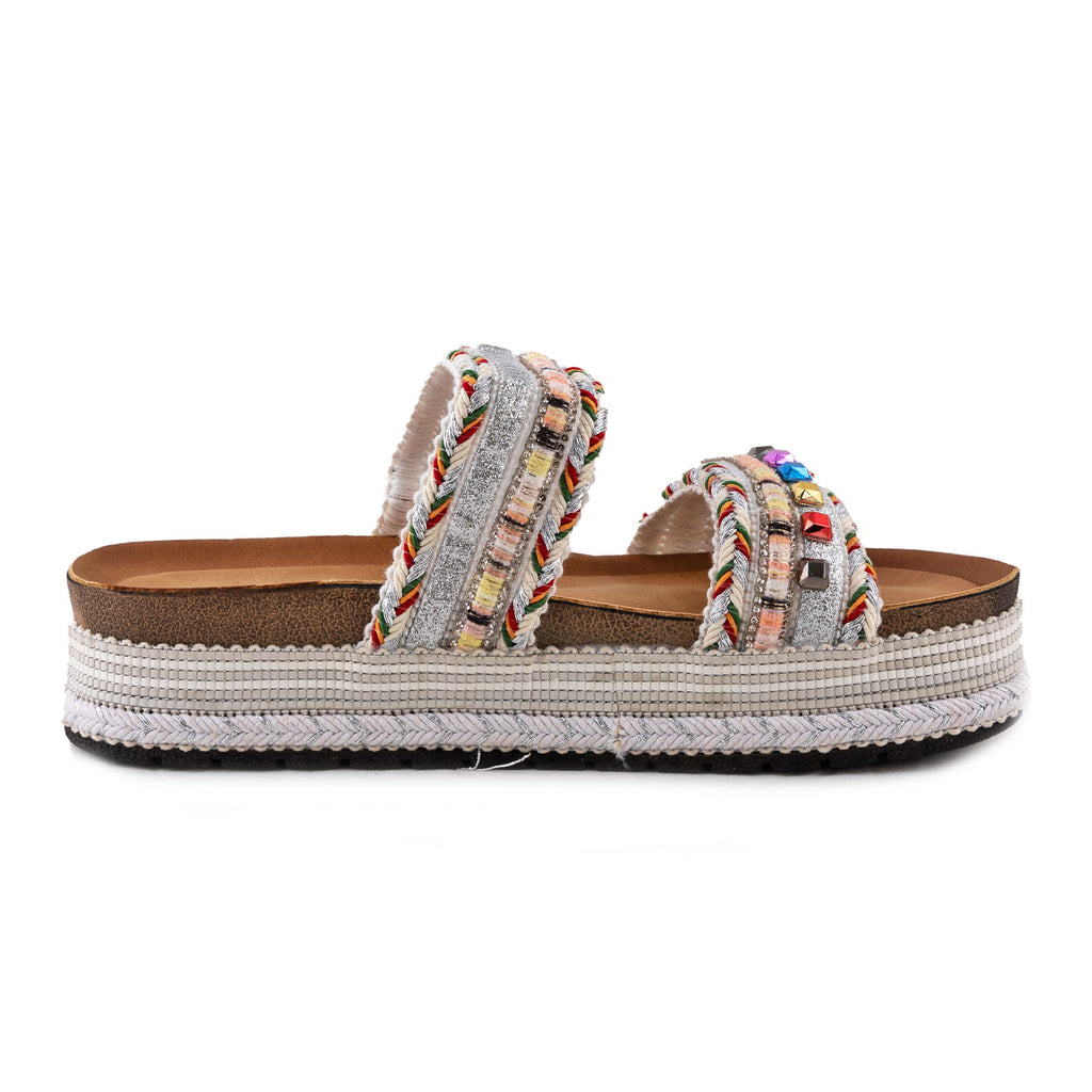 Women's Summer Sandals Studded Colorful Slides Flatform TOOCOOL L-127