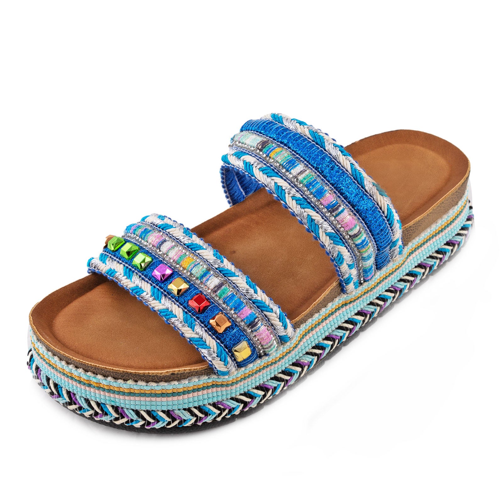 Women's Summer Sandals Studded Colorful Slides Flatform TOOCOOL L-127