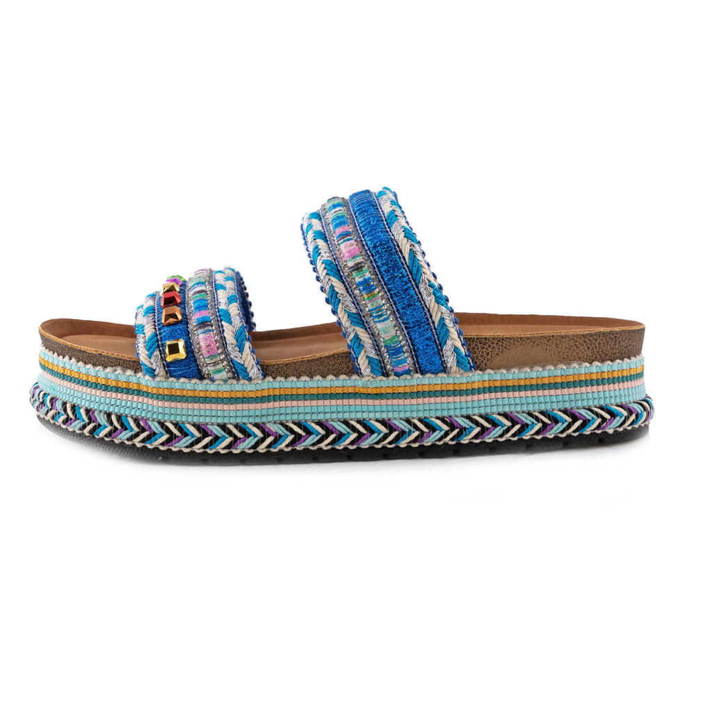 Women's Summer Sandals Studded Colorful Slides Flatform TOOCOOL L-127