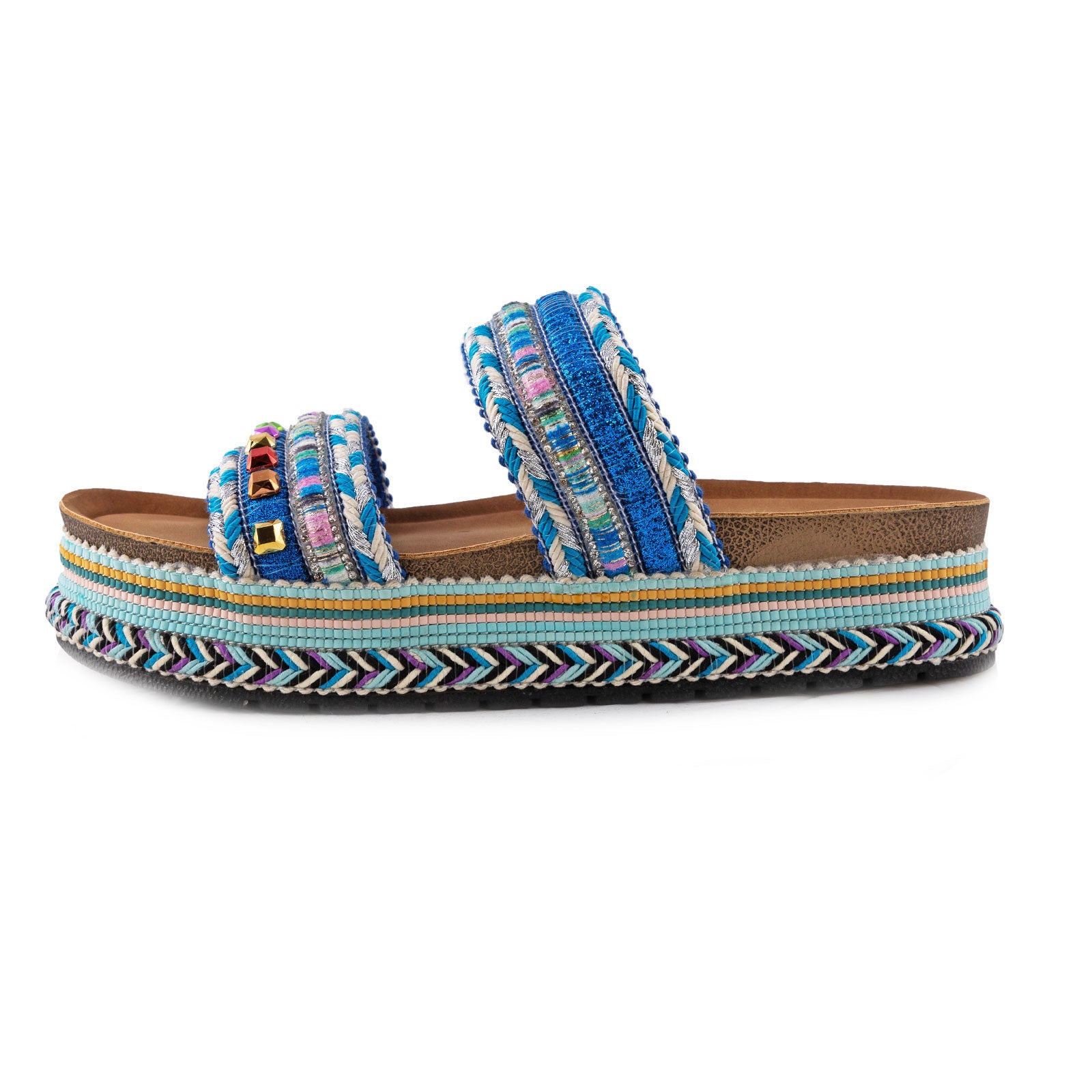 Women's Summer Sandals Studded Colorful Slides Flatform TOOCOOL L-127