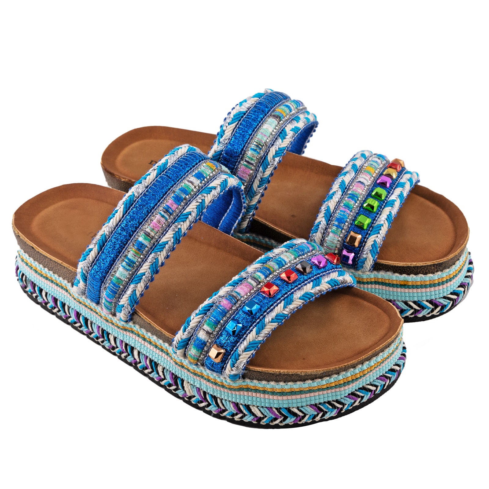 Women's Summer Sandals Studded Colorful Slides Flatform TOOCOOL L-127