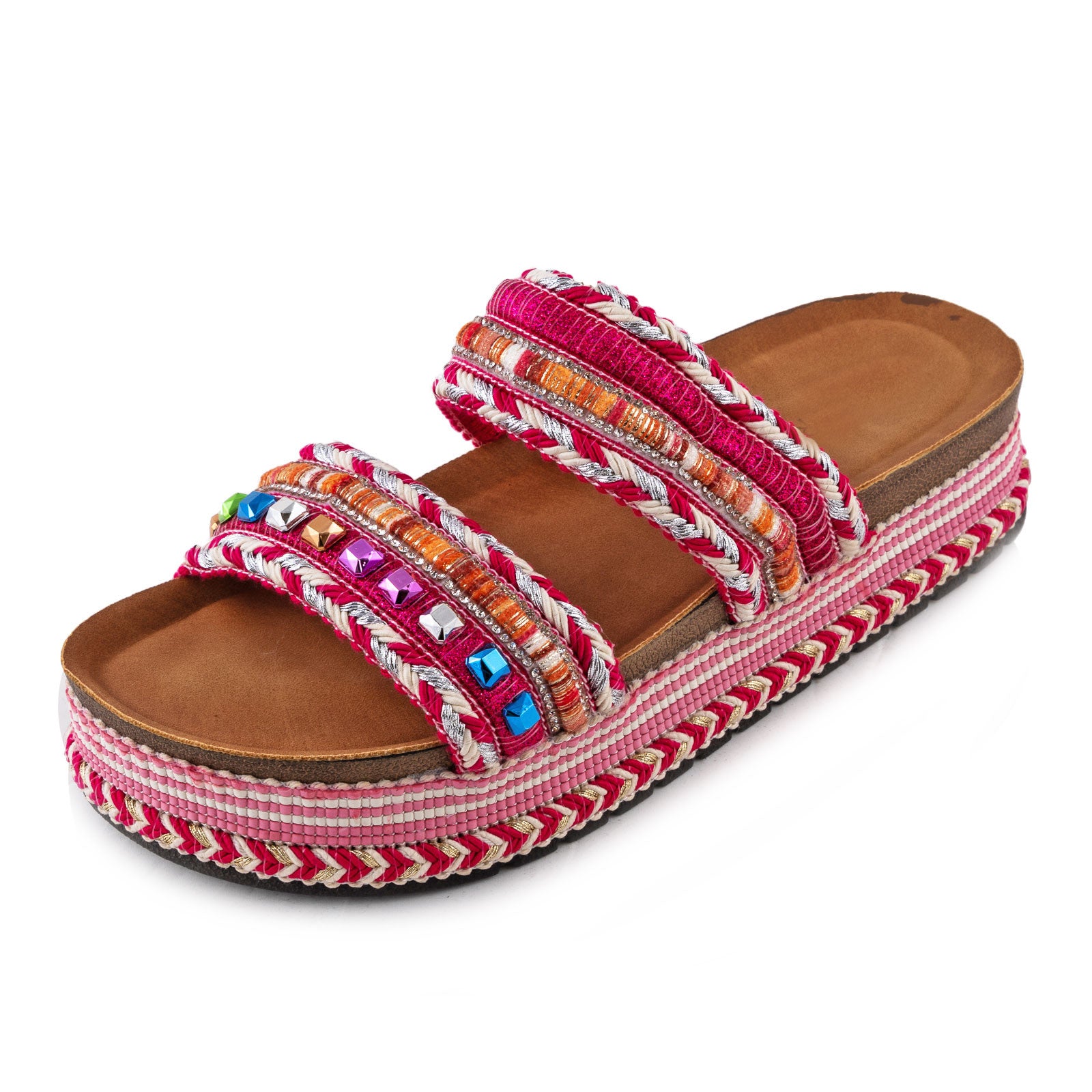 Women's Summer Sandals Studded Colorful Slides Flatform TOOCOOL L-127