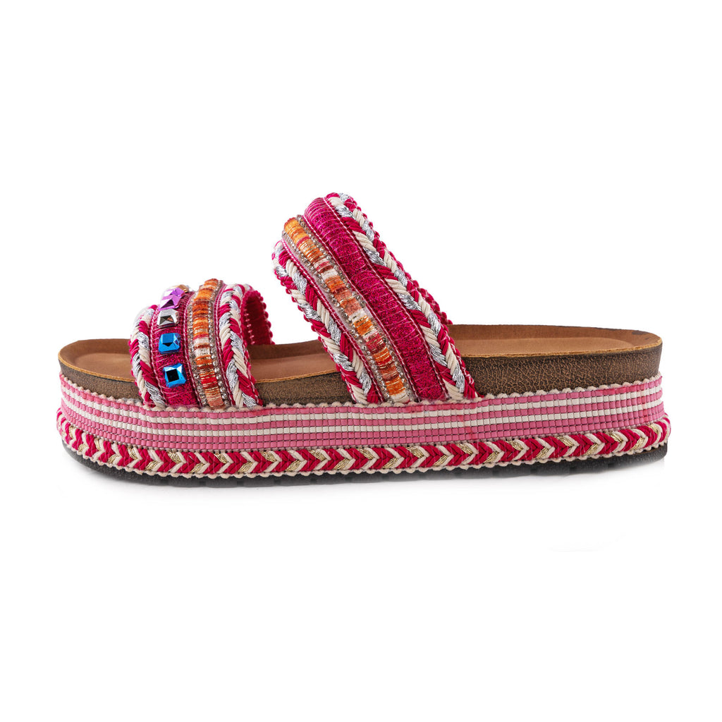 Women's Summer Sandals Studded Colorful Slides Flatform TOOCOOL L-127