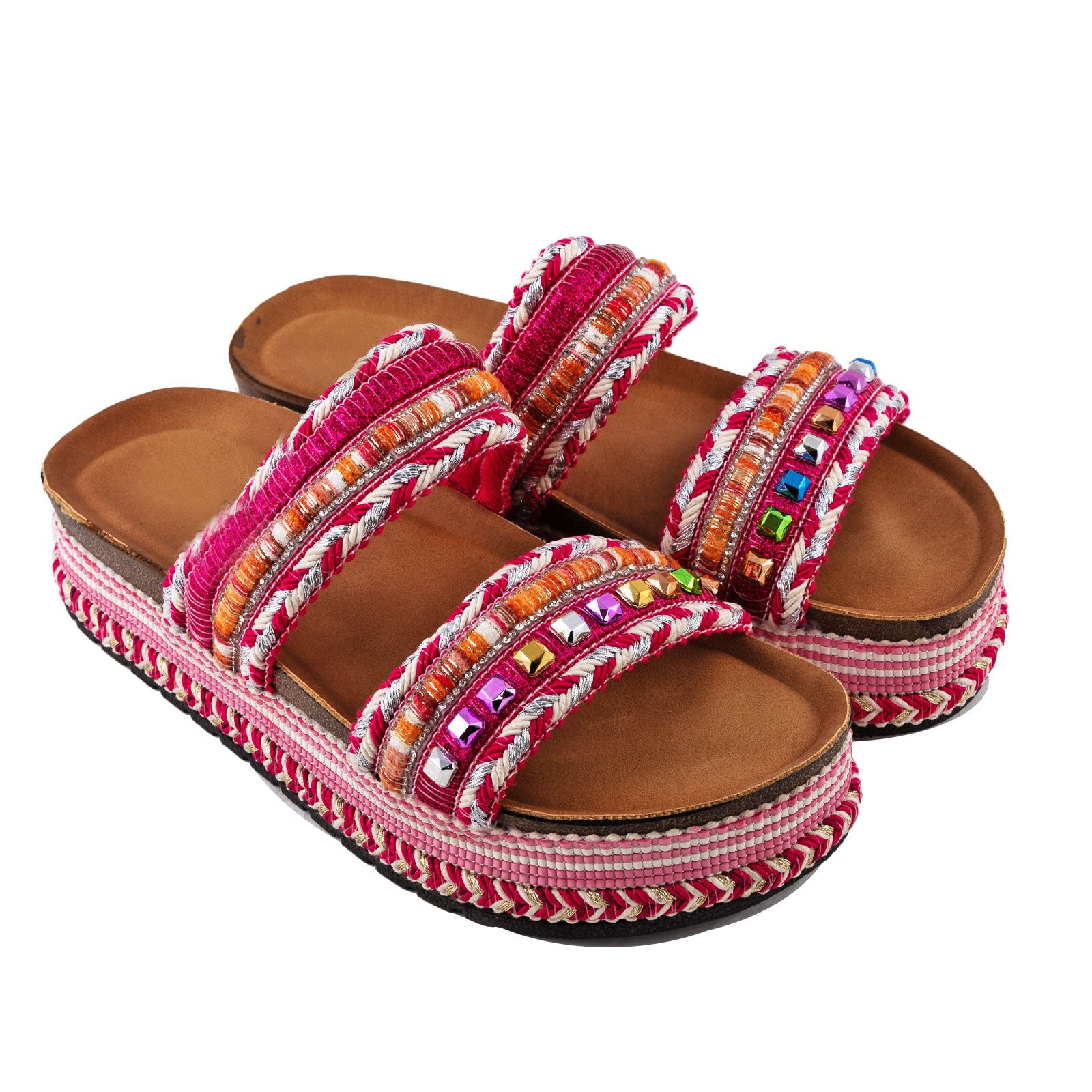 Women's Summer Sandals Studded Colorful Slides Flatform TOOCOOL L-127