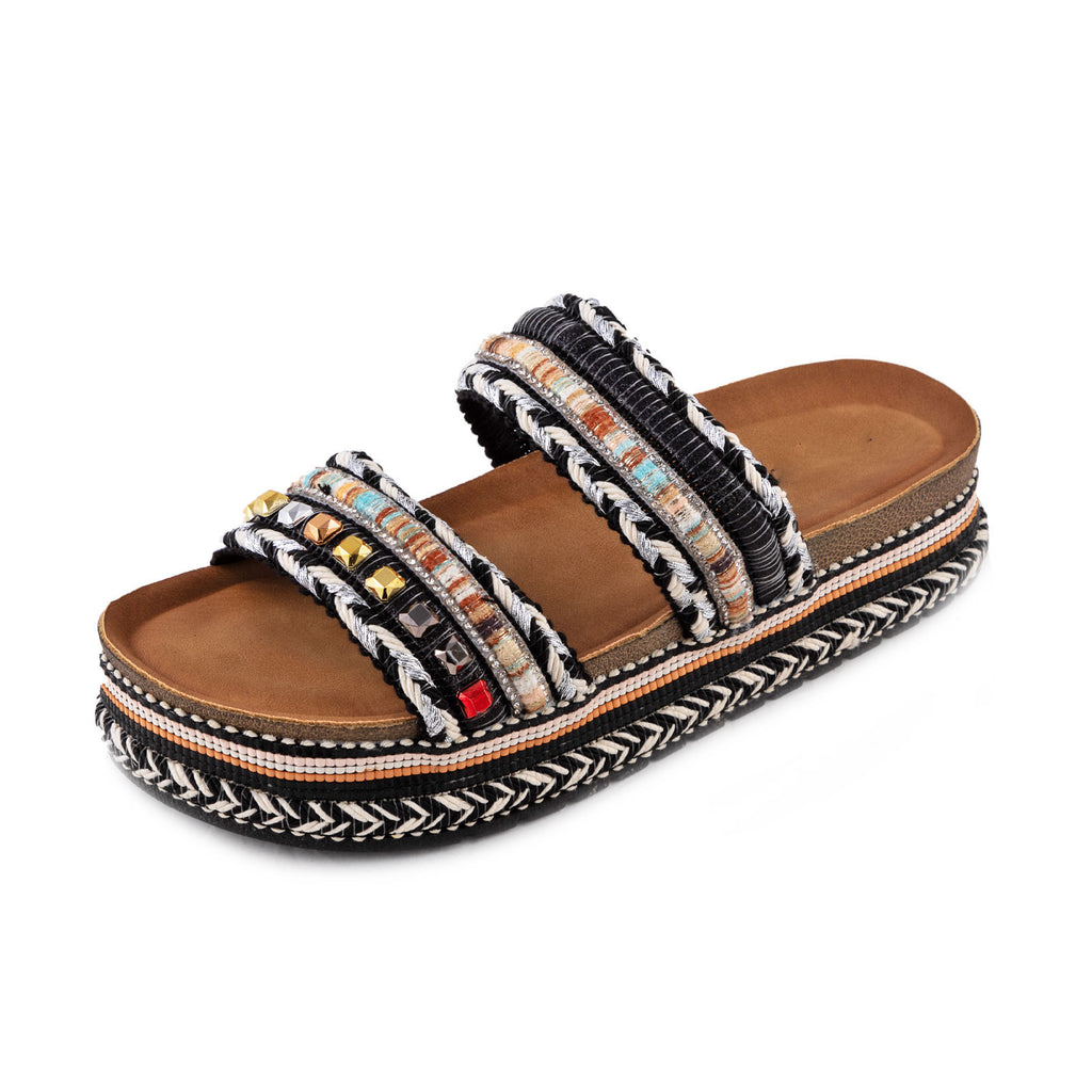 Women's Summer Sandals Studded Colorful Slides Flatform TOOCOOL L-127