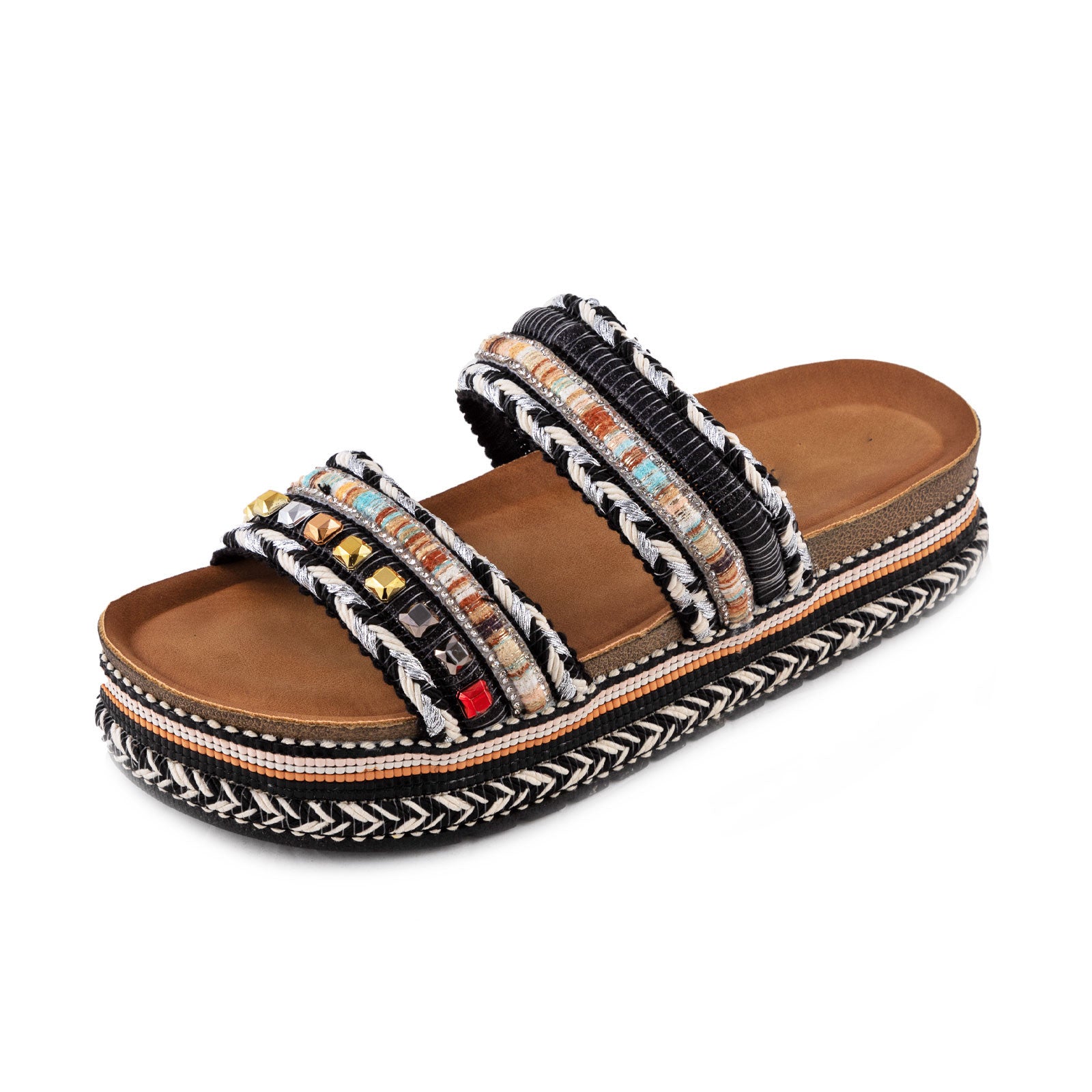 Women's Summer Sandals Studded Colorful Slides Flatform TOOCOOL L-127