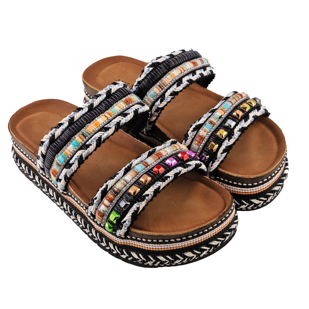 Women's Summer Sandals Studded Colorful Slides Flatform TOOCOOL L-127