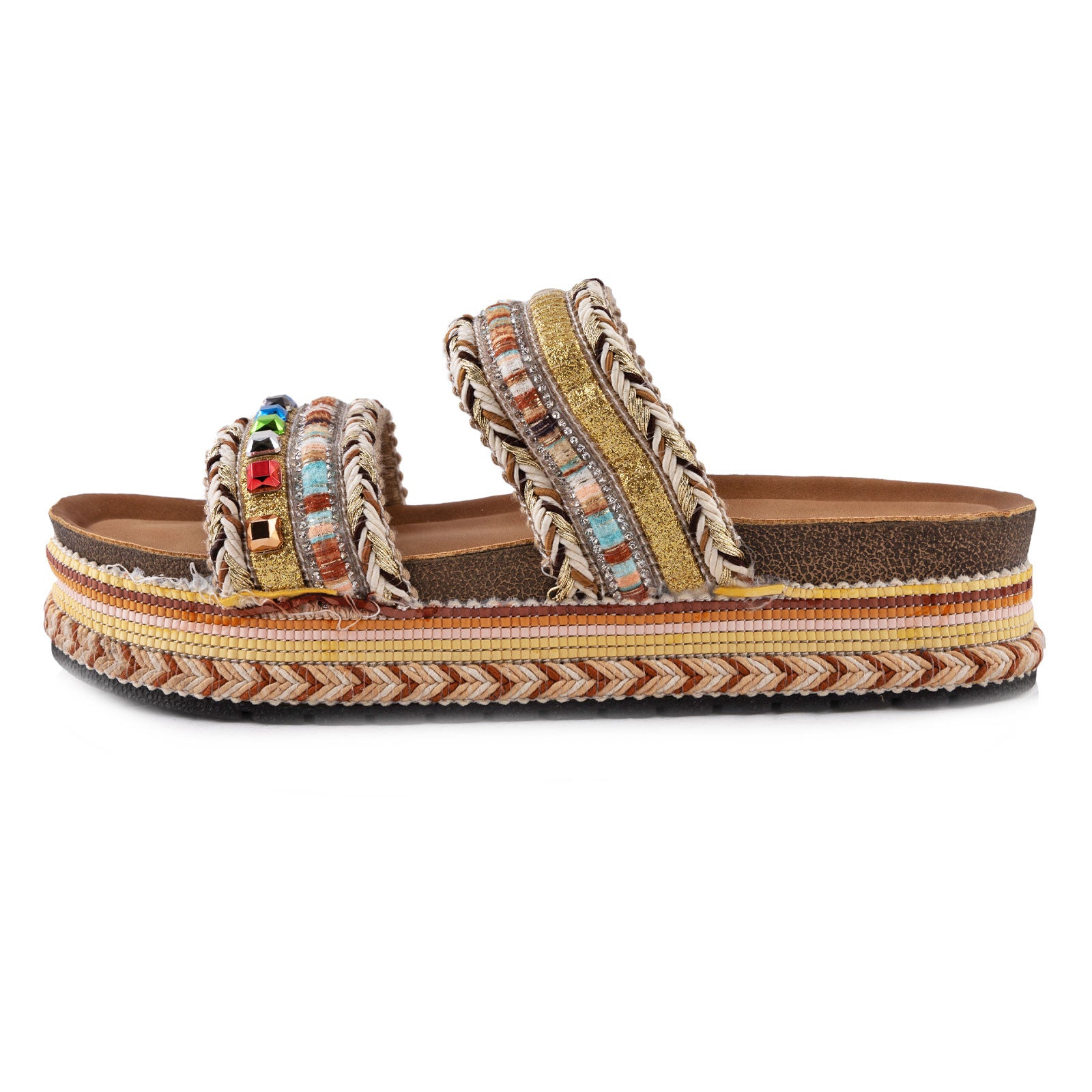 Women's Summer Sandals Studded Colorful Slides Flatform TOOCOOL L-127