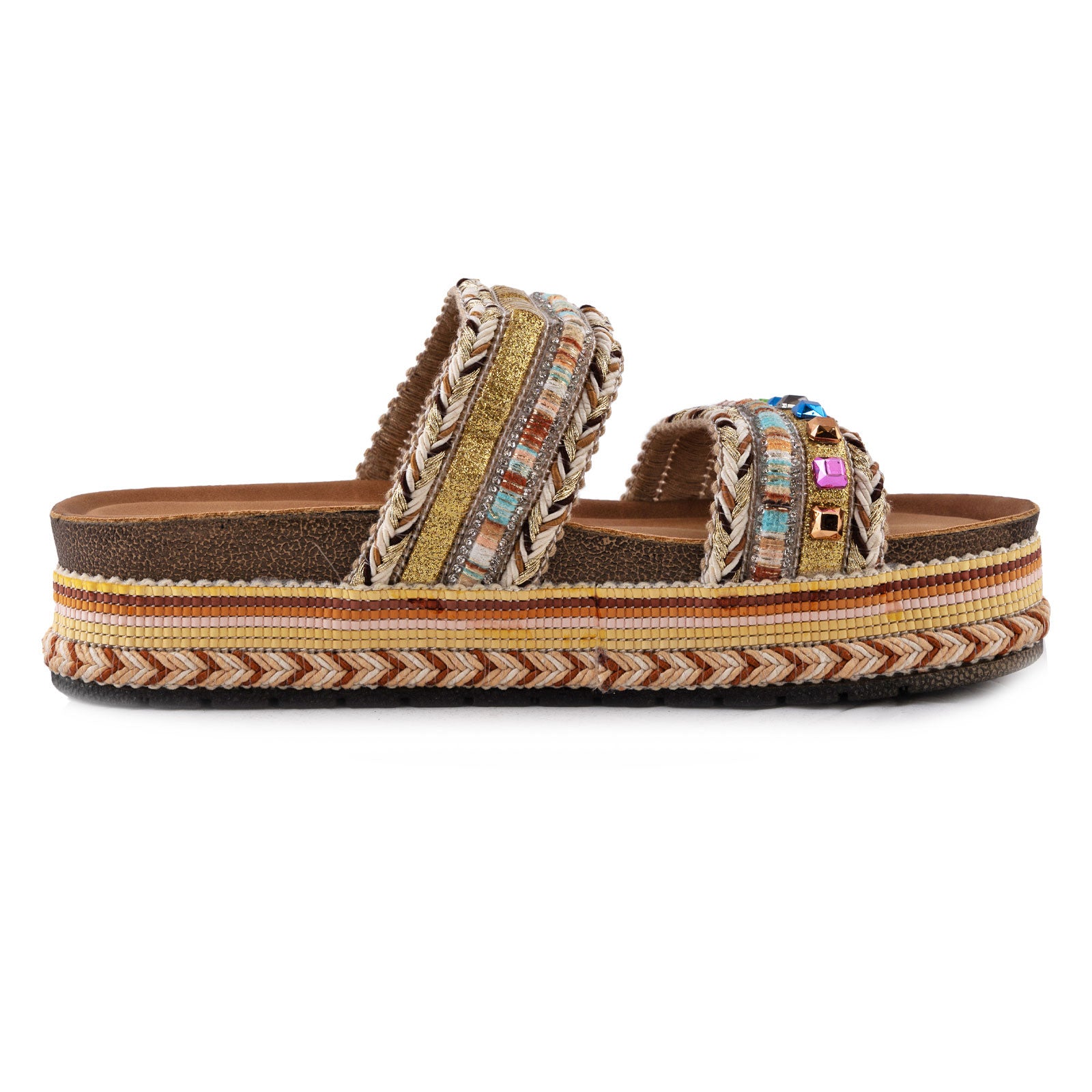 Women's Summer Sandals Studded Colorful Slides Flatform TOOCOOL L-127