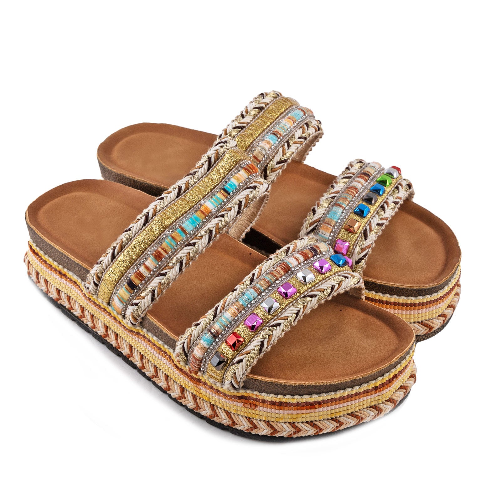 Women's Summer Sandals Studded Colorful Slides Flatform TOOCOOL L-127