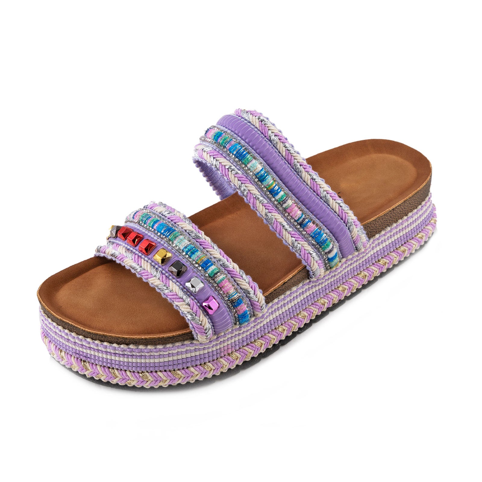 Women's Summer Sandals Studded Colorful Slides Flatform TOOCOOL L-127