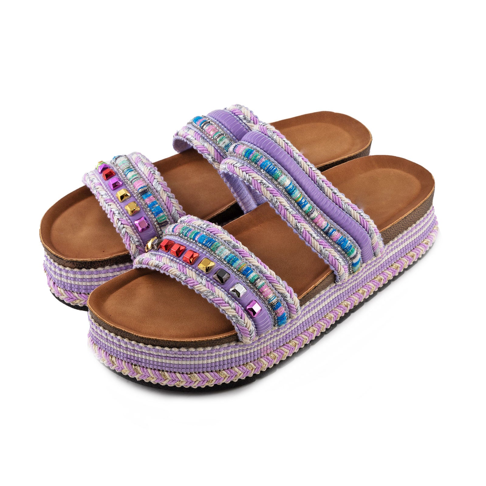 Women's Summer Sandals Studded Colorful Slides Flatform TOOCOOL L-127