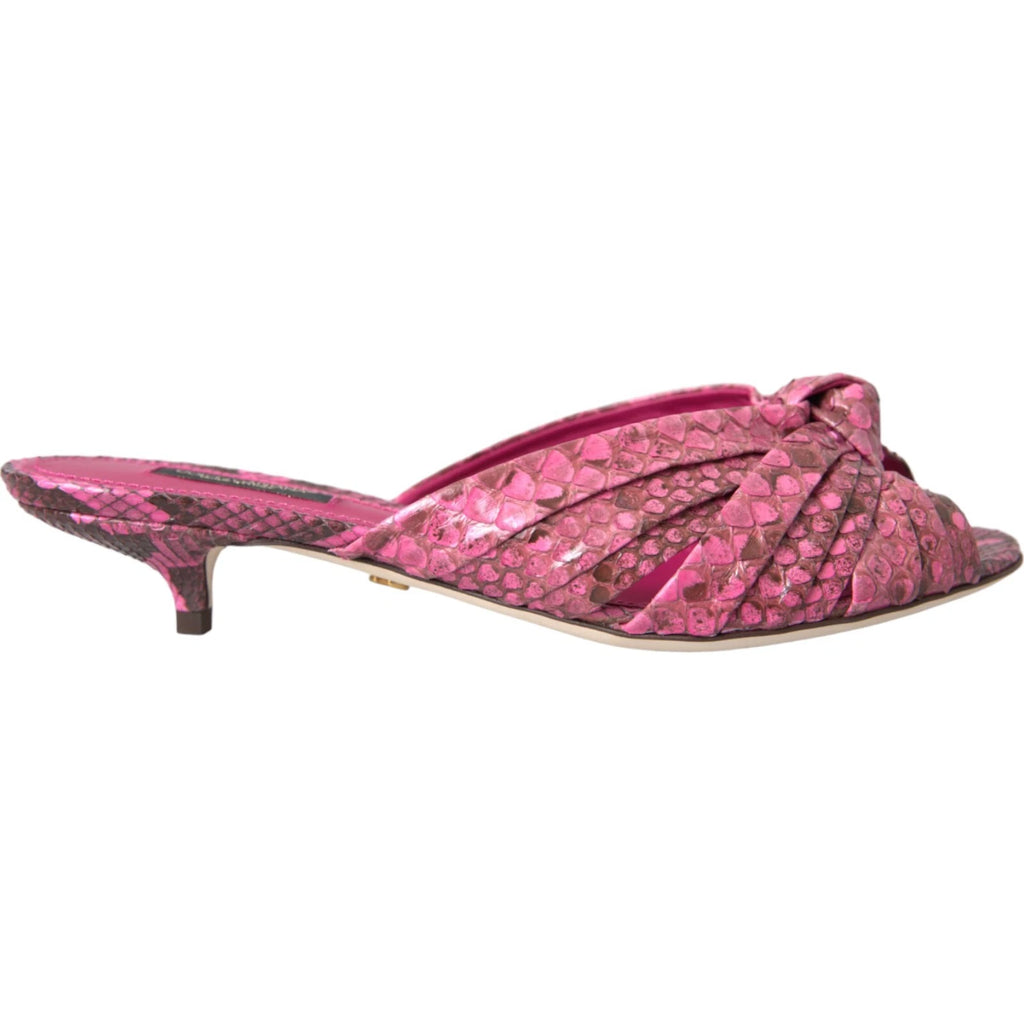 DOLCE & GABBANA Shoes Pink Python Leather Kitten Heels Slides EU36.5/US6 1200usd