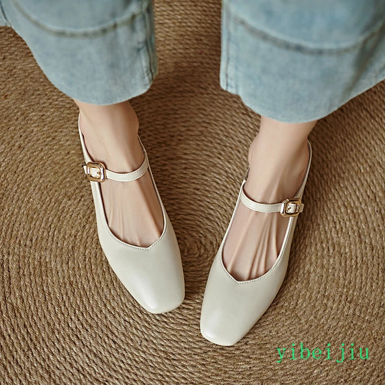 Women's Square Toe Mules Slides Low Heel Sandal Slingbacks Casual Shoes Office