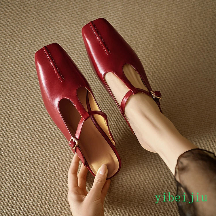 Women's Slippers Real Leather Mules Slides T Bar Sandals Comfort Date Shoes 2025