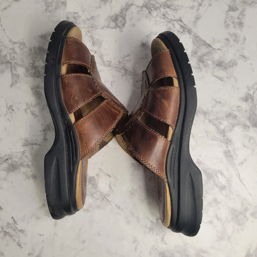 Ariat Brown Leathers Strap Brass Stud Slides Sandal Style 21443 Womens 6B Farm
