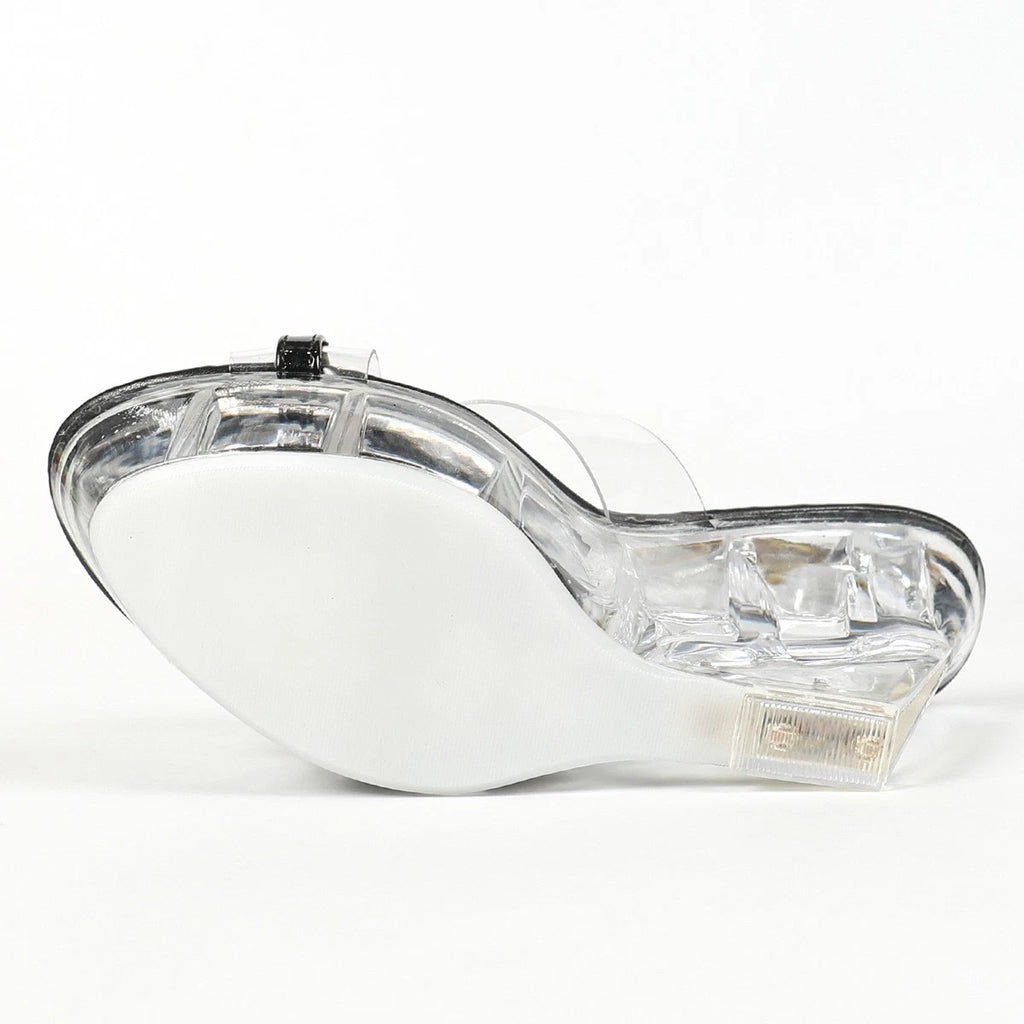 Women's Clear Crystal Platform High Wedge Sandals Mules Slides Shoes Party 2025