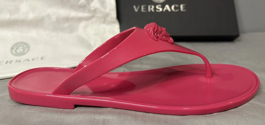 Versace Pool Slides Gomma Sandal Flip Flops Rubber Women Sz 40 (US 10) Authentic