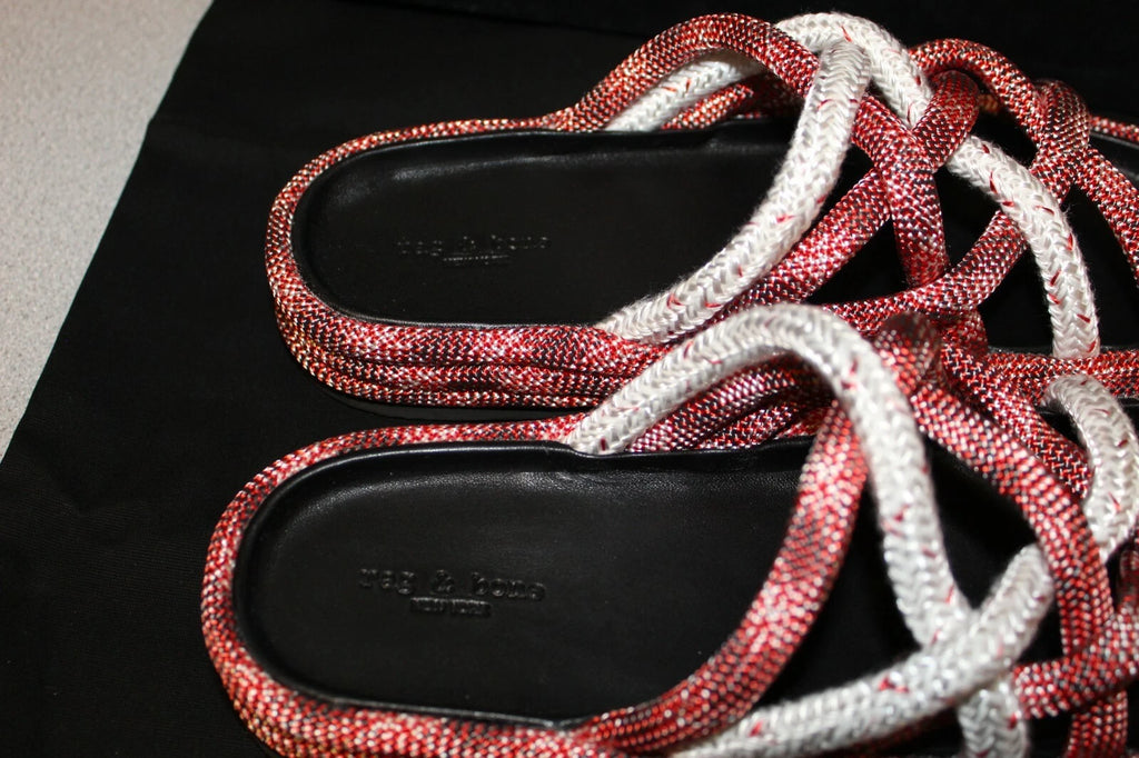 Women's Rag & Bone Kris Rosewood Multi Color Rope Style Slides Sandals ~ NIB