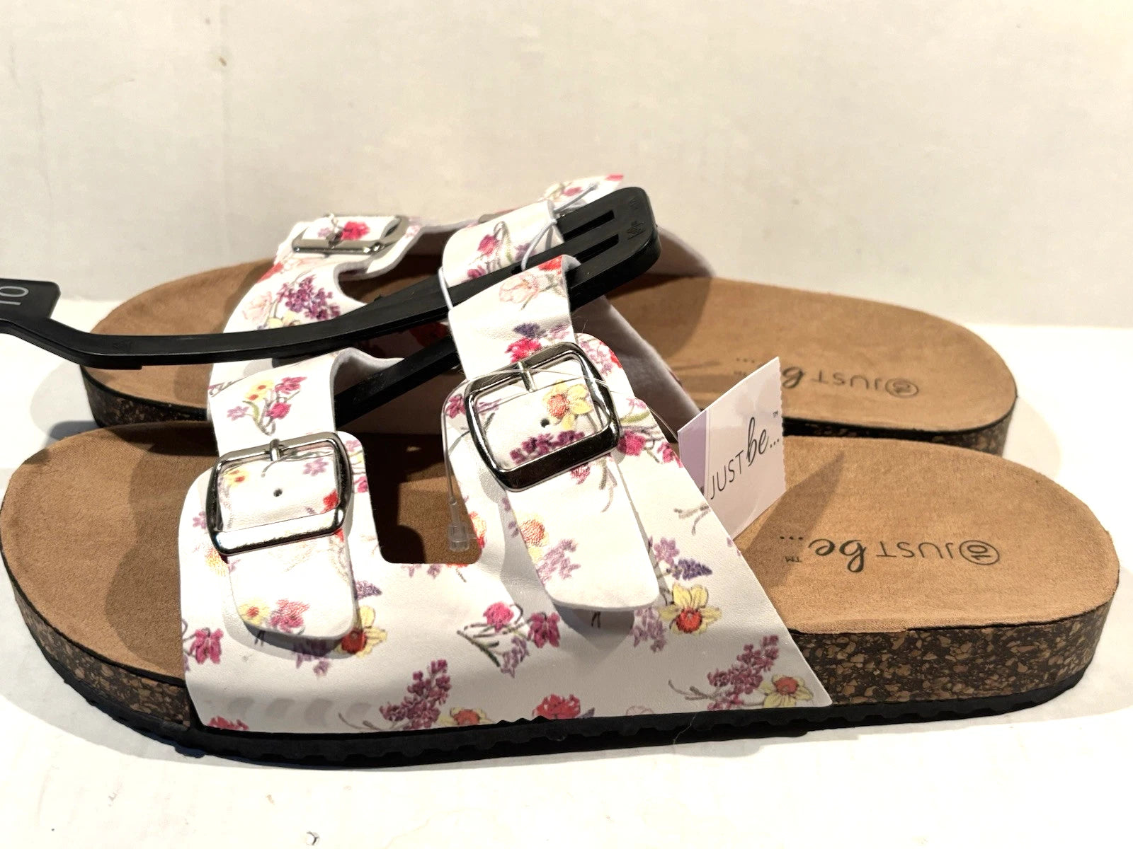 Sandals Floral Womens Just Be Buckle Cork Style Bottoms Non Slip NEW With Tags