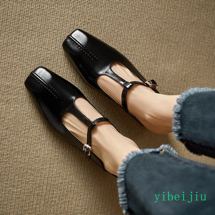 Women's Slippers Real Leather Mules Slides T Bar Sandals Comfort Date Shoes 2025