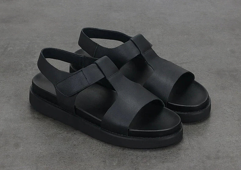 Open Toe Sandals Slingbacks Casual Real Leather Mens Shoes Roman Style Summer 43