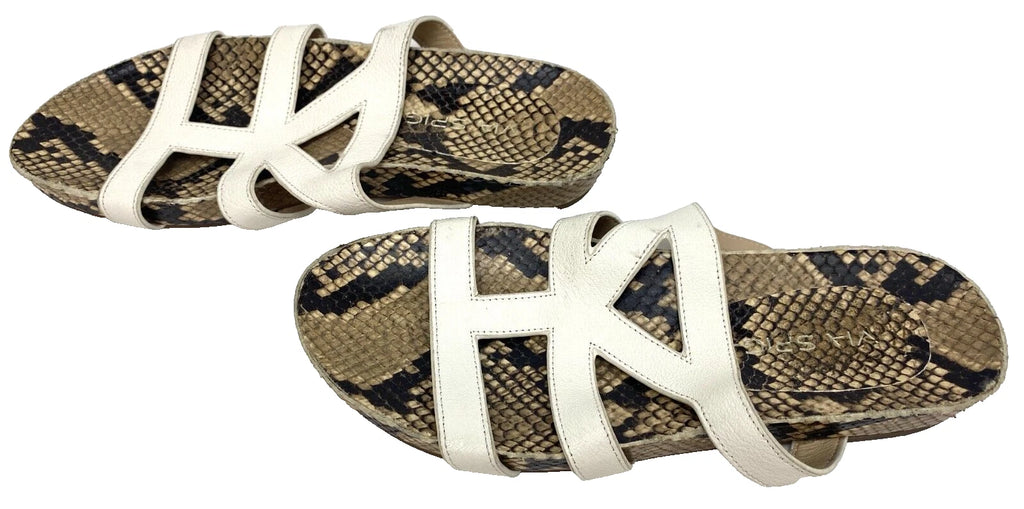 VIA SPIGA Soft Pebbled Bohemian Fashion Snake Skin Print Strappy Flat Sandal 7