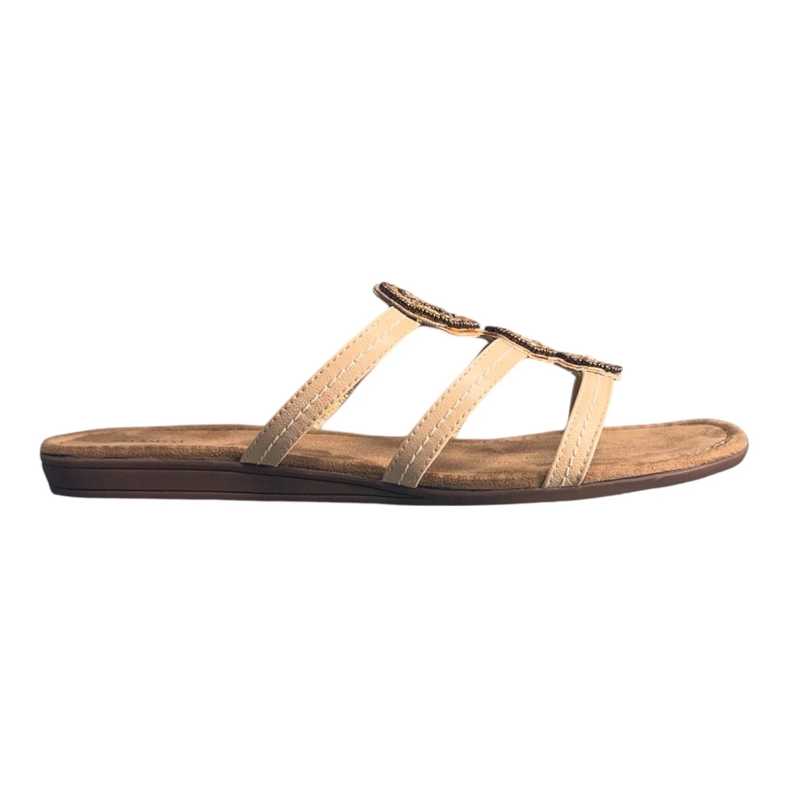 Style & Co Bejeweled Slip On Wedge Sandals, Toffee Women’s SZ 10 M