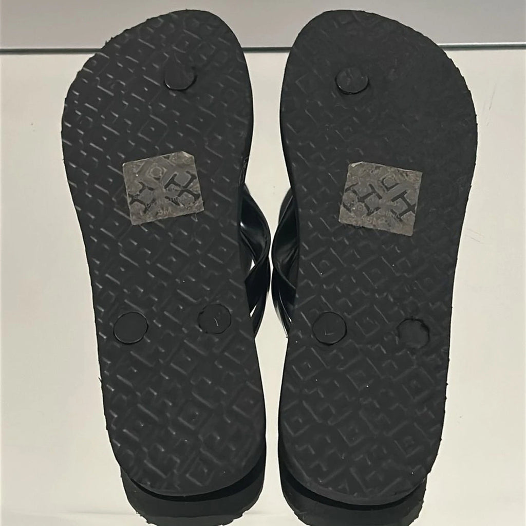 TORY BURCH Perfect Black Flip Flops Thong Logo Women’s Size 5