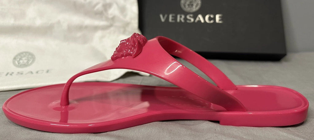 Versace Pool Slides Gomma Sandal Flip Flops Rubber Women Sz 40 (US 10) Authentic