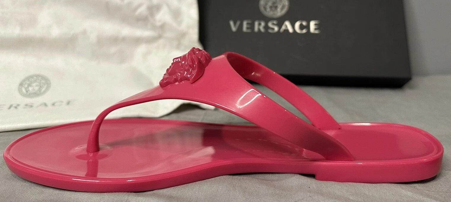 Versace Pool Slides Gomma Sandal Flip Flops Rubber Women Sz 40 (US 10) Authentic