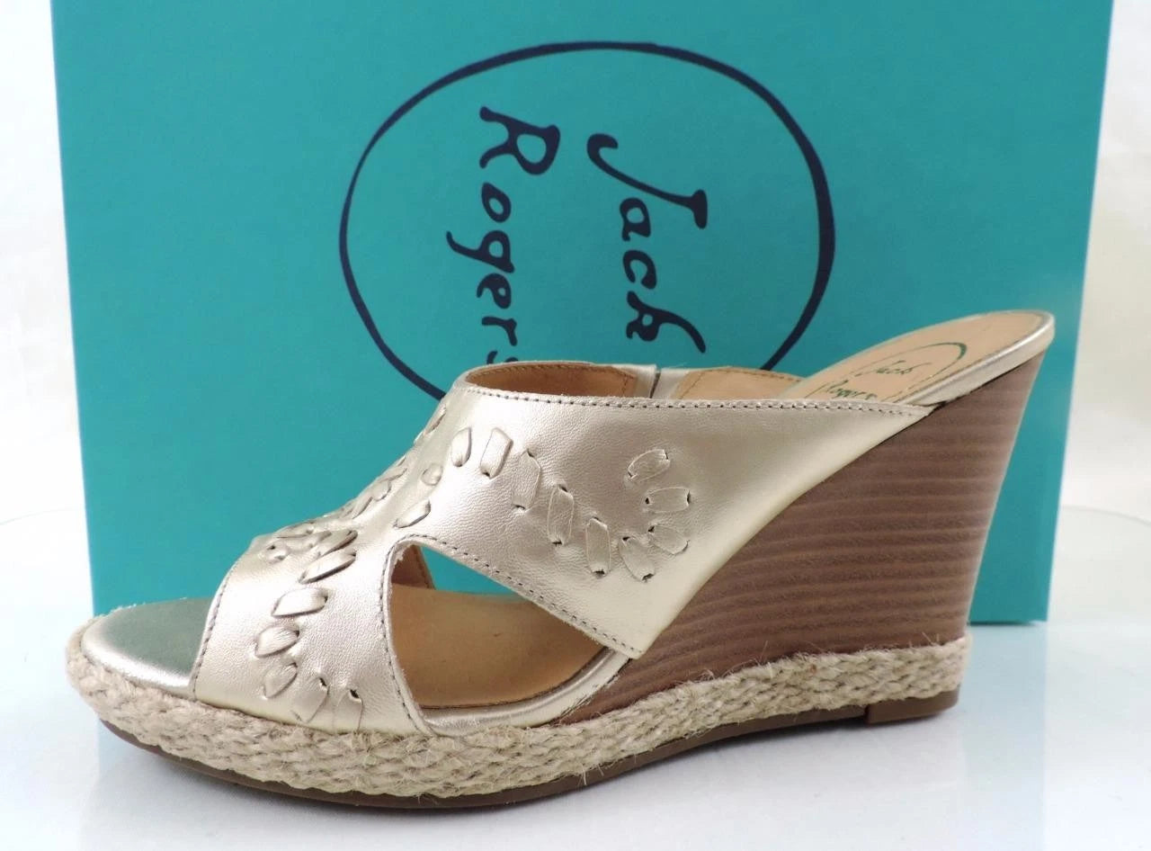 Women's Shoes Jack Rogers Sophia Slide Wedge Sandal Heels Platinum Size 8.5