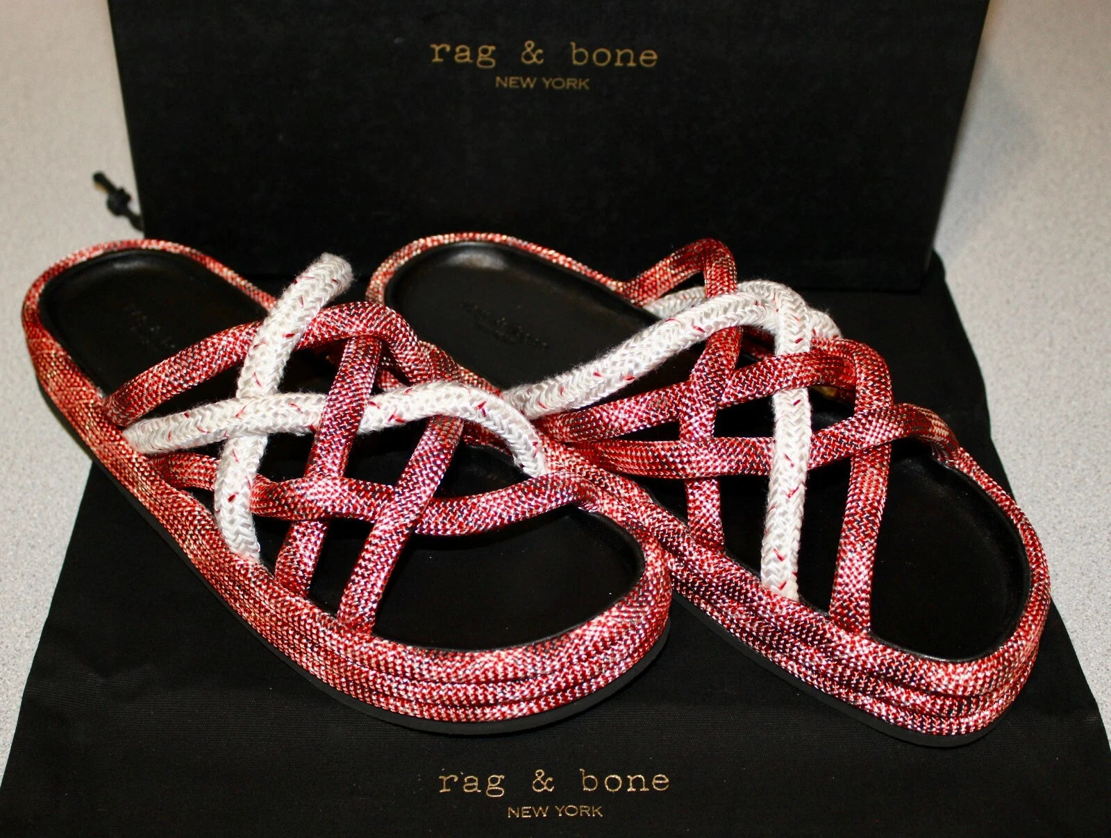 Women's Rag & Bone Kris Rosewood Multi Color Rope Style Slides Sandals ~ NIB