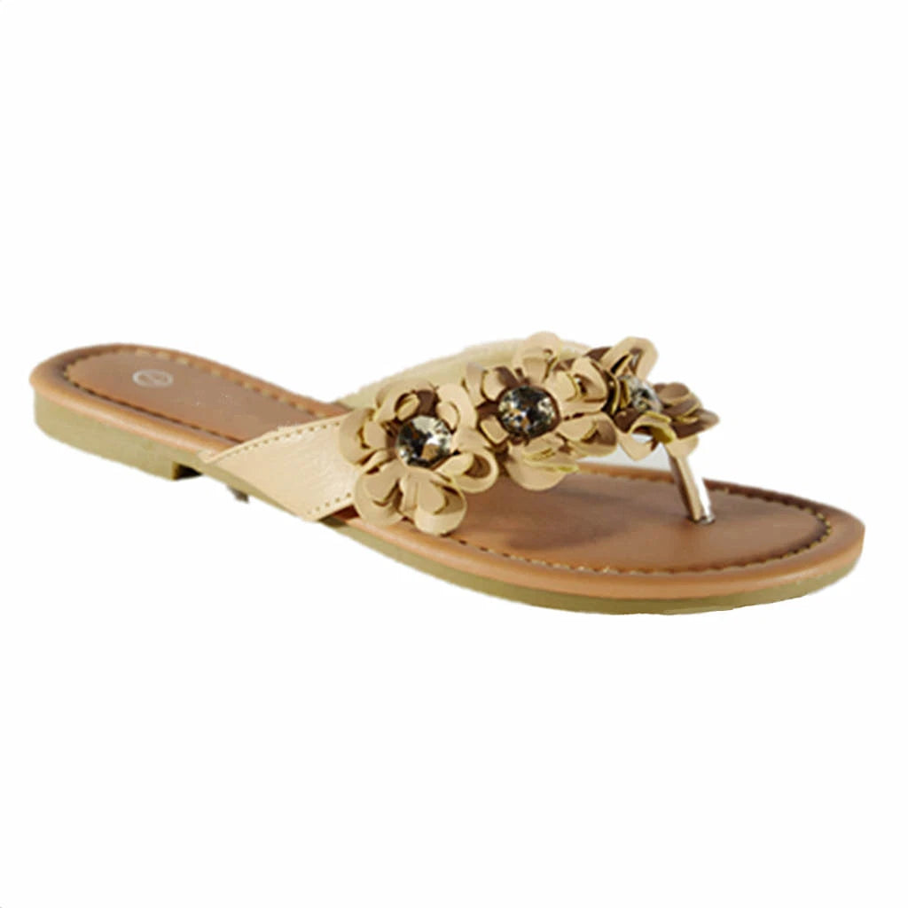 New Womens Flip Flops Cute Style Thongs Flower Flats  Sandals #90