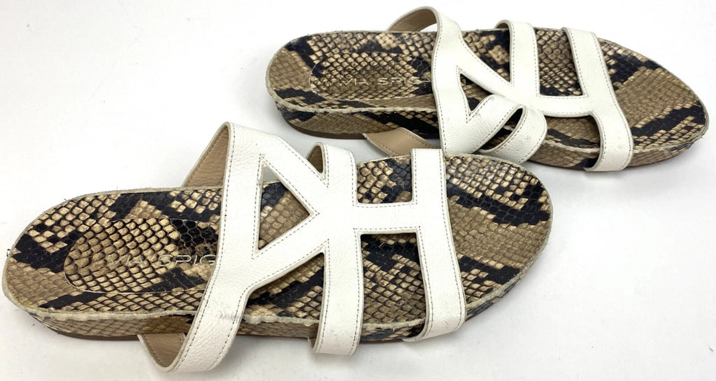 VIA SPIGA Soft Pebbled Bohemian Fashion Snake Skin Print Strappy Flat Sandal 7