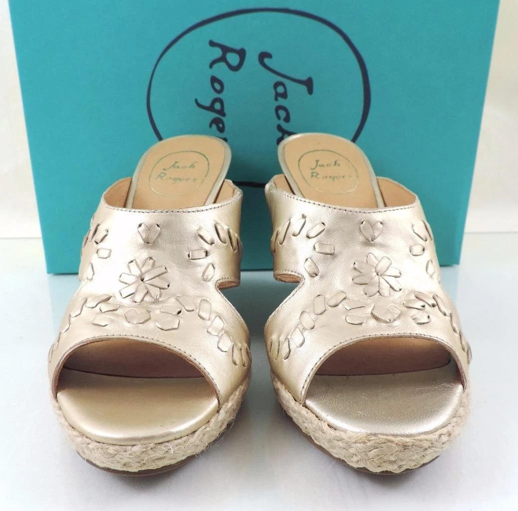 Women's Shoes Jack Rogers Sophia Slide Wedge Sandal Heels Platinum Size 8.5