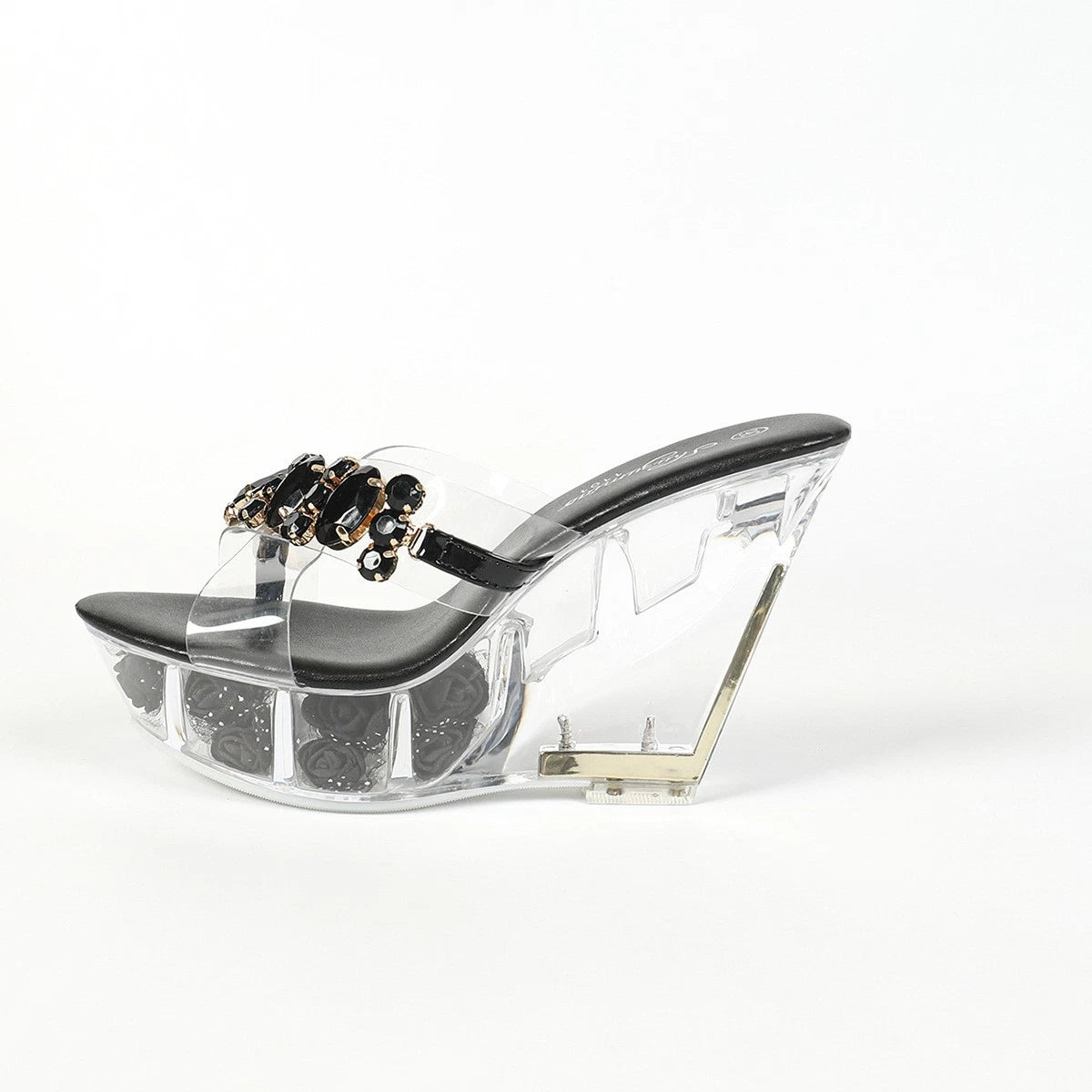 Women's Clear Crystal Platform High Wedge Sandals Mules Slides Shoes Party 2025
