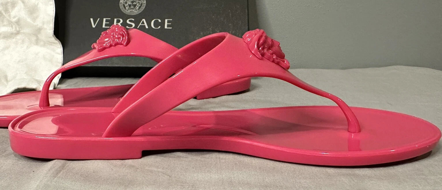 Versace Pool Slides Gomma Sandal Flip Flops Rubber Women Sz 40 (US 10) Authentic
