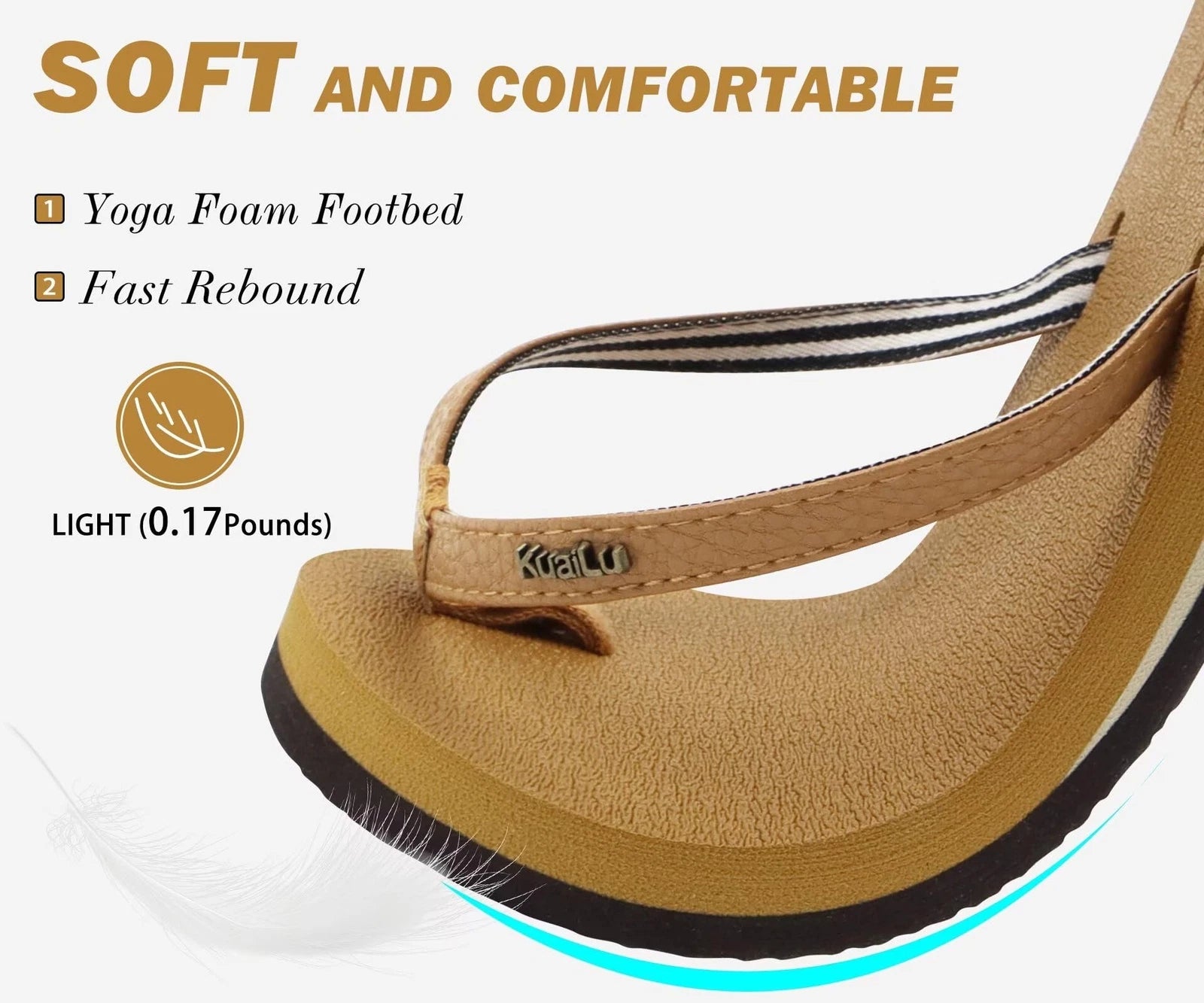 Arch Support Flip Flops for Women - Comfortable Summer Sandals Size 8.5