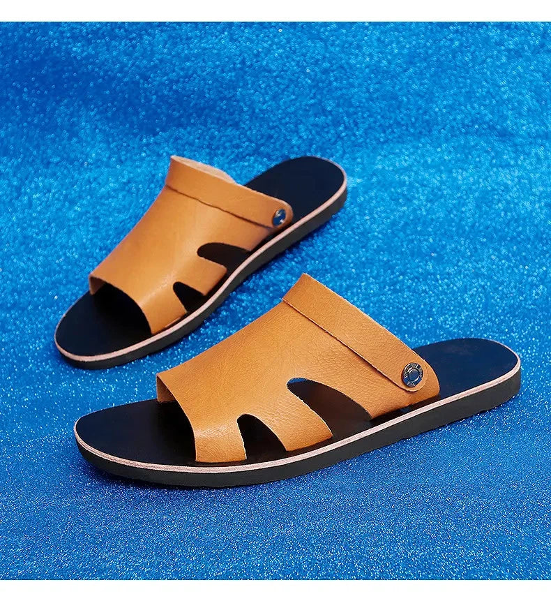 Roman Style Mens Open Toe Slingback Buckle Flats Summer Slipper Sandals Beach Sz