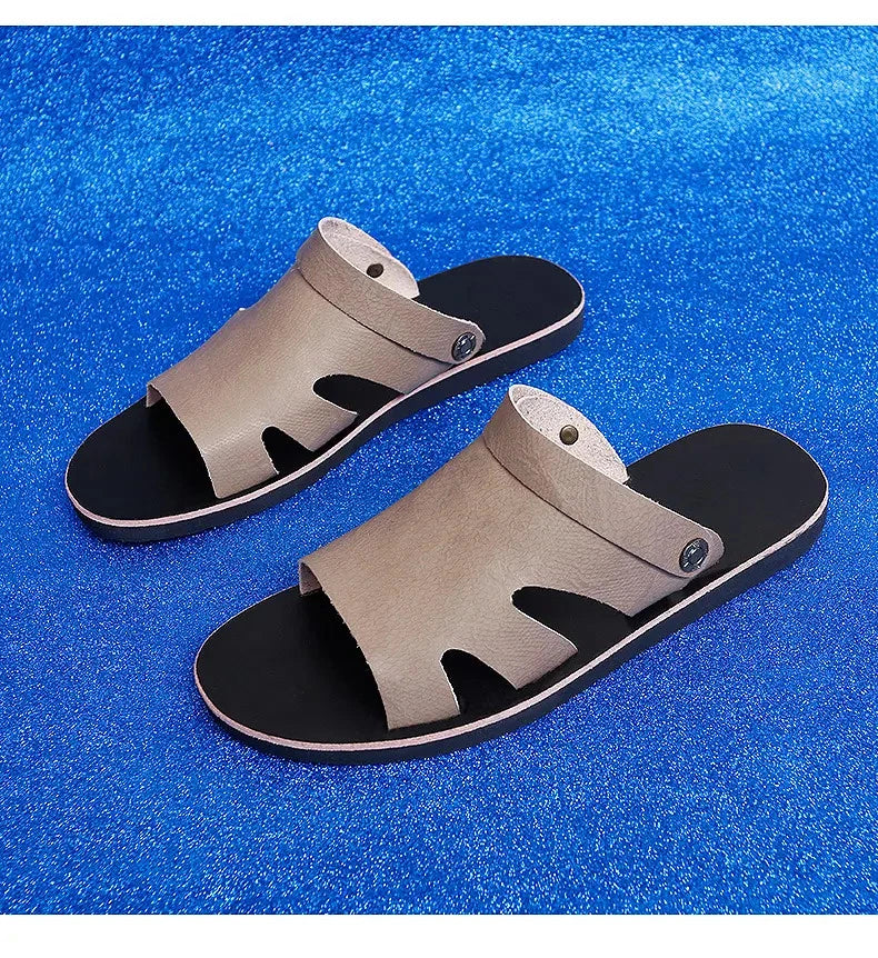 Roman Style Mens Open Toe Slingback Buckle Flats Summer Slipper Sandals Beach Sz