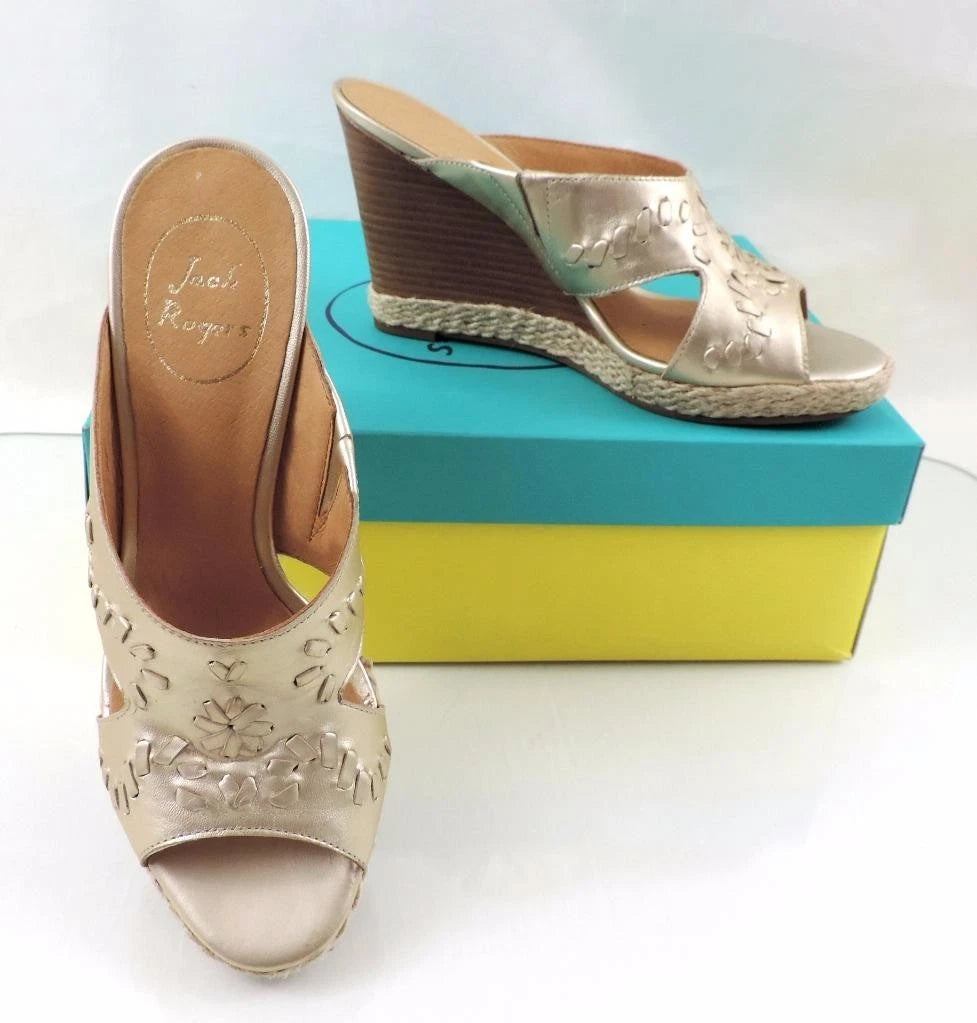 Women's Shoes Jack Rogers Sophia Slide Wedge Sandal Heels Platinum Size 8.5
