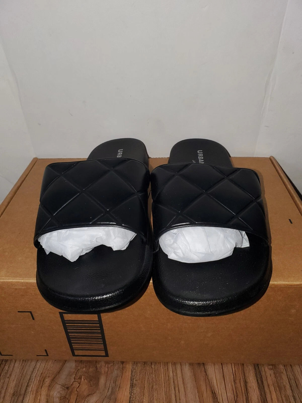 URBAN SPORTS by J/SLIDES Quilted Lightweight Slide Sandal 9M Black Womens New