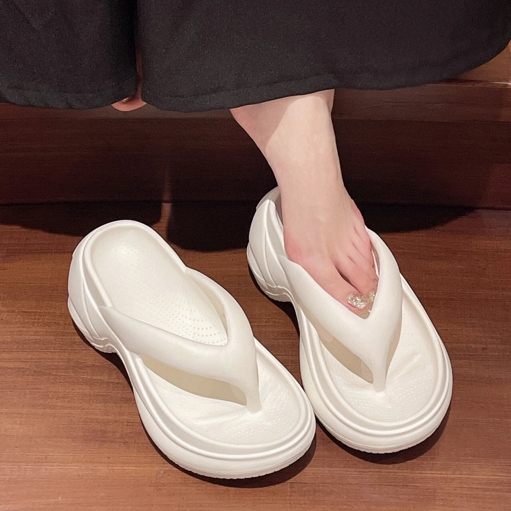Summer Womens Beach Slippers Girls Fashion Flip Flops Platform Heels Sandals New