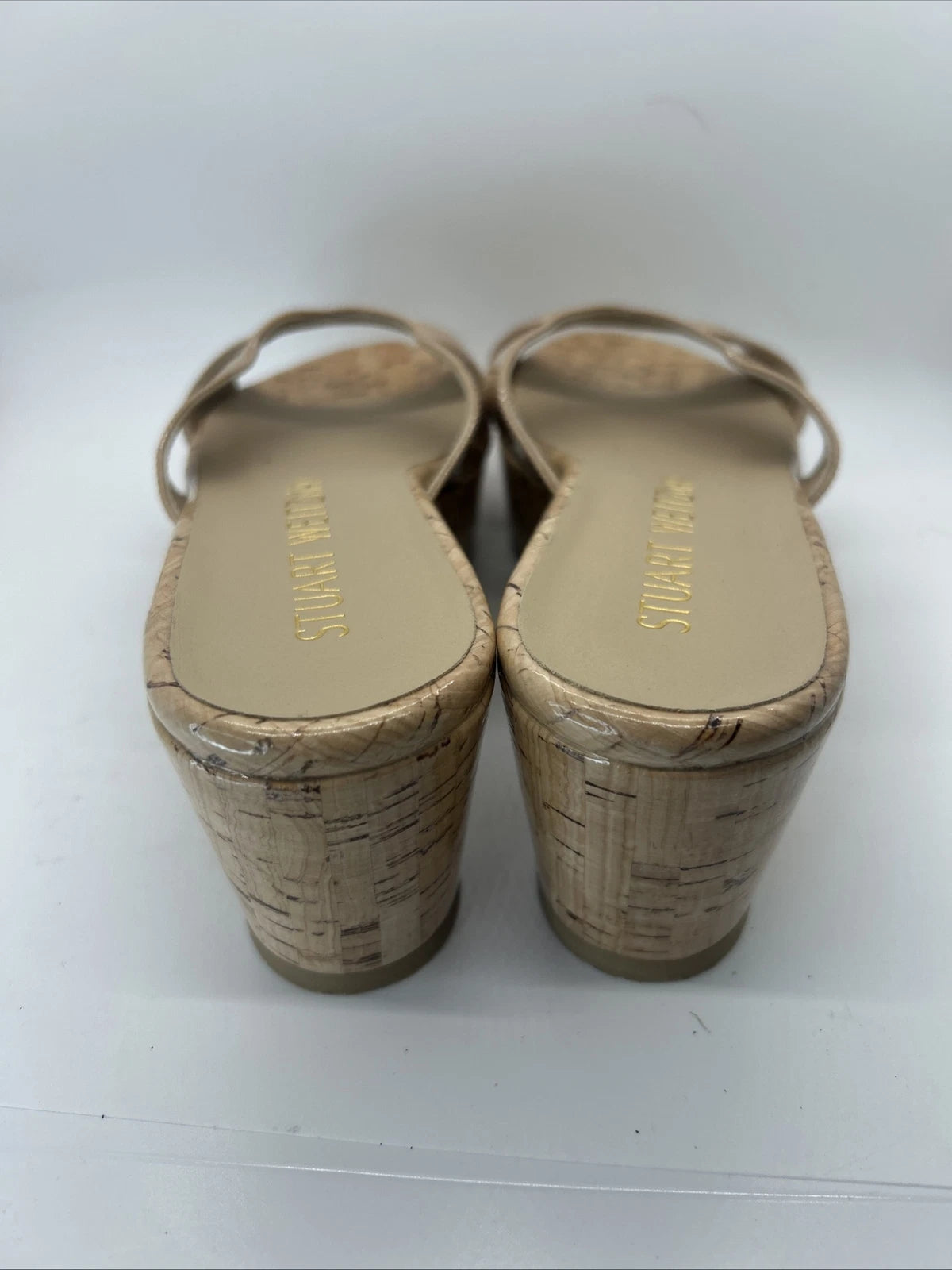 Stuart Weitzman CARMEN Platform Wedges 8 Adobe Slide Sandal Patent Leather $395